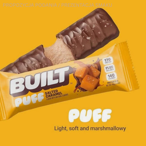 Built Bar Protein Puffs Salted Caramel - marshmallow protein bar in chocolate 17g protein & 140kcal