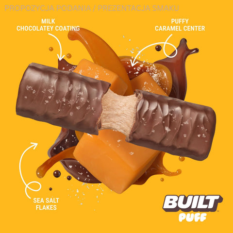 Built Bar Protein Puffs Salted Caramel - marshmallow protein bar in chocolate 17g protein & 140kcal