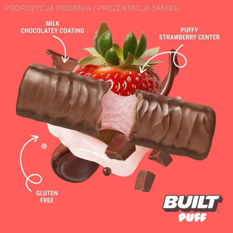 Built Bar Protein Puffs Strawberries 'N Cream - protein marshmallow bar in chocolate 17g protein & 140kcal