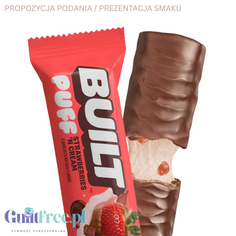 Built Bar Protein Puffs Strawberries 'N Cream - protein marshmallow bar in chocolate 17g protein & 140kcal