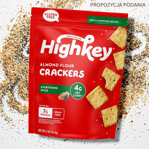 HighKey Snacks Almond Crackers Everything Spice - keto almond crackers without gluten 14g protein & 4g carbs