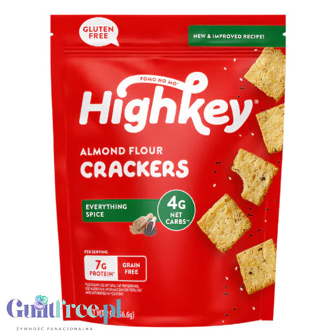 HighKey Snacks Almond Crackers Everything Spice - keto almond crackers without gluten 14g protein & 4g carbs
