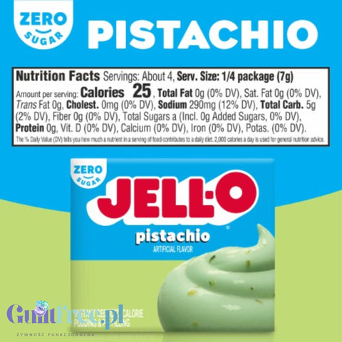 JellO Pistachio Pudding Zero Sugar - instant pudding without sugar and fat with pistachio flavor