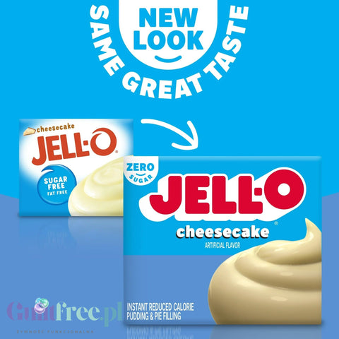 JellO Cheesecake Sugar Free - Budyń instant bez cukru i tłuszczu, instant, smak sernikowy