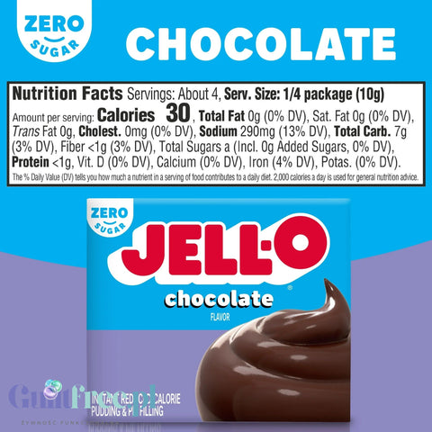 JellO Chocolate Pudding Sugar Free - sugar & fat free instant pudding, chocolate flavor