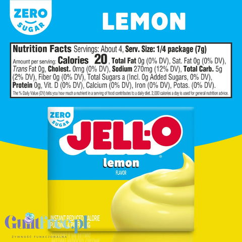 JellO Lemon Pudding Zero Sugar - Zero sugar & fat instant pudding, lemon flavor