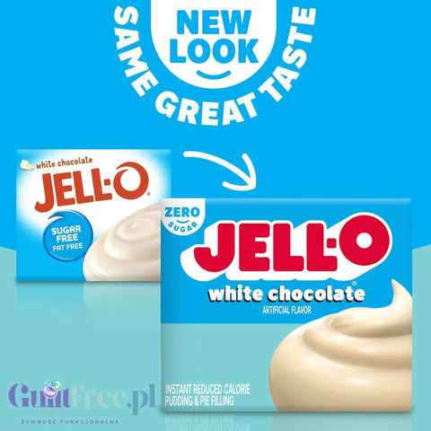 JellO White Chocolate Pudding Zero Sugar - Zero sugar & fat instant pudding, White Chocolate flavor.