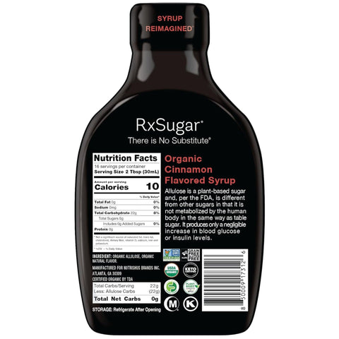 RxSugar Allulose 473ml, Cinnamon - słodzik, alluloza w płynnym syropie, smak cynamonowy