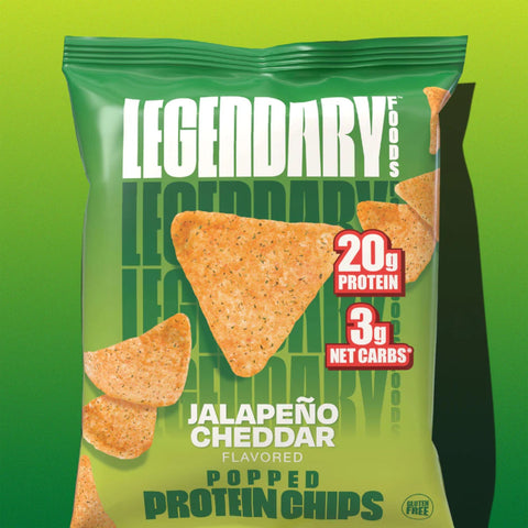 Legendary Popped Protein Chips, Jalapeno Cheddar - pikantne chipsy proteinowe 20g białka, smak Ser & Papryczka