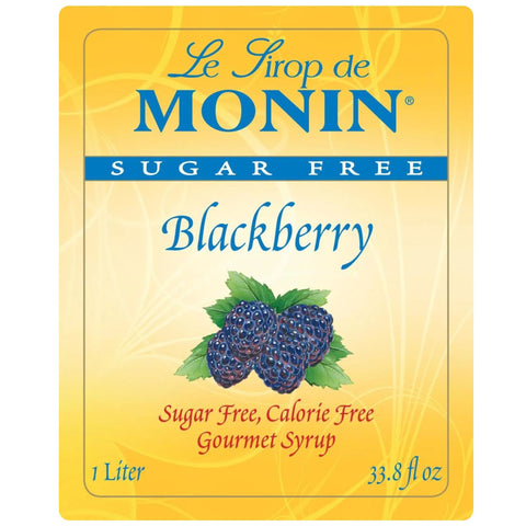 Monin Sugar Free Blackberry Syrup, 1L USA - sugar and calorie free syrup for coffee, blackberry flavor