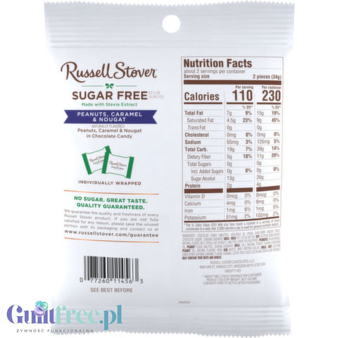 Russell Stover Sugar Free Peanut, Caramel & Nougat Chocolate - nadziewane czekoladki bez cukru