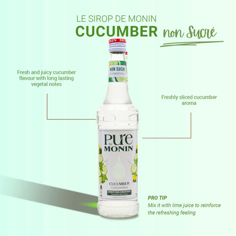 Monin Pure Non Sucré Cucumber - niesłodzony syrop koncentrat bez cukru i słodzików z naturalnymi aromatami