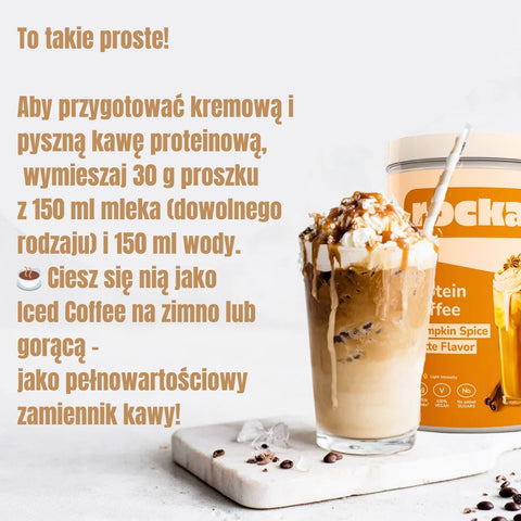 Rocka Nutrition Protein Coffee Pumpkin Spice Latte - wegańska kawa proteinowa z kofeiną bez dodatku cukru