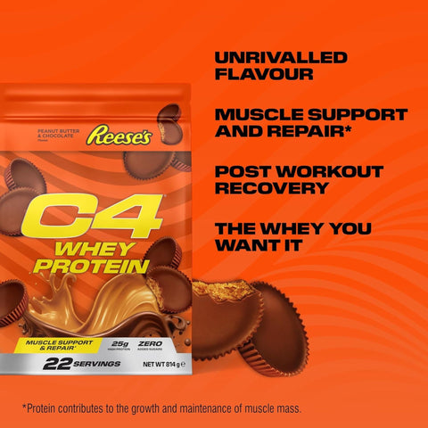 C4 Whey Protein Reese’s® Peanut Butter & Chocolate 481g - jedyna oryginalna odżywka białkowa Reese's