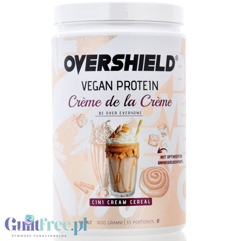 Overshield® Vegan Crème de la Crème, Cini Cream Cereal - soy- and gluten-free vegan protein supplement, flavor Cinnamon Flakes