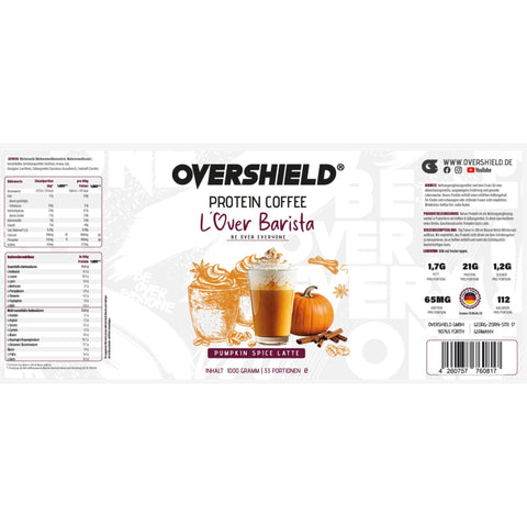 Overshield® Protein Coffee L'Over Barista Pumpkin Spice Latte - kawa proteinowa 21g białka