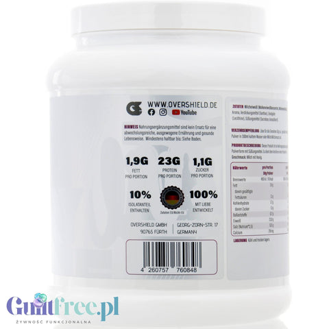 Overshield Whey Protein L'Over Protéiné Milky Honey - creamy dessert protein, WPC & WPI nutrient flavor Milk with Honey