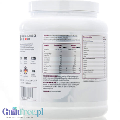 Overshield Whey Protein L'Over Protéiné Milky Honey - creamy dessert protein, WPC & WPI nutrient flavor Milk with Honey
