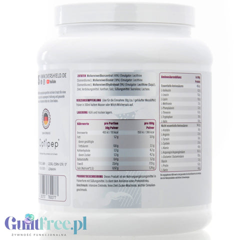 Overshield Crème de la Crème Whey Cini Cream Cereal - creamy dessert protein, WPC & WPI nutrient flavor Cinnamon Cake.