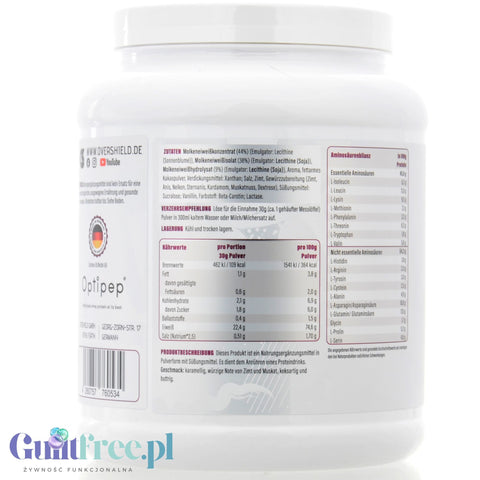 Overshield Crème de la Crème Whey Cini Cream Cereal - creamy dessert protein, WPC & WPI nutrient flavor Cinnamon Cake.