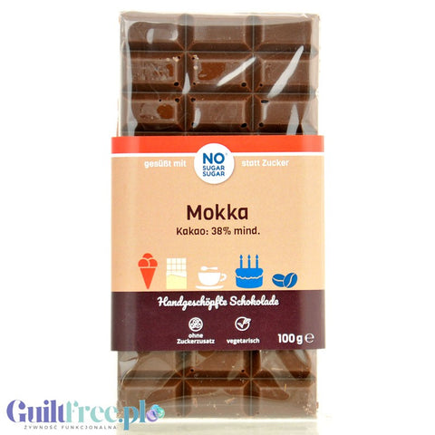 NO SUGAR SUGAR Mokka Vollmilch - artisanal coffee-milk chocolate without sugar with erythrol and stevia