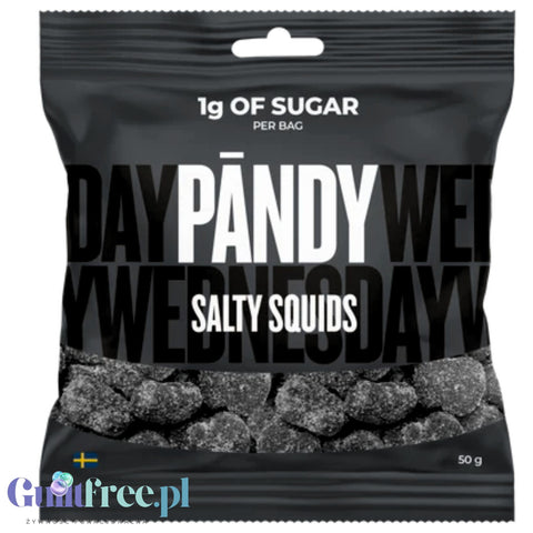 Pandy Candy Salty Squids - błonnikowe żelki bez cukru 45% mniej kalorii, słona Lukrecja