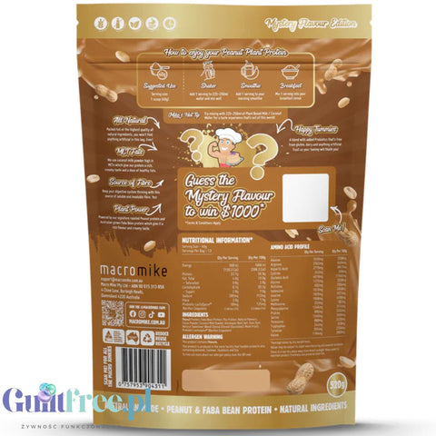 Macro Mike Peanut Plant Protein, Mystery National Peanut Day '25, 520g - wegańska kremowa odżywka bez glutenu, mleka i sukralozy