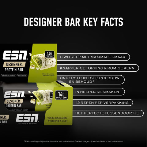 ESN Designer Bar White Chocolate Pistachio - baton 14g białka bez cukru z pistacjami i białą czekoladą