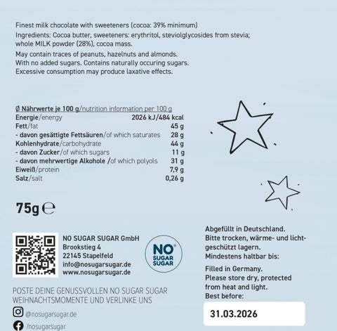 No Sugar Sugar Advent Calendar sweetened with stevia and erythrol