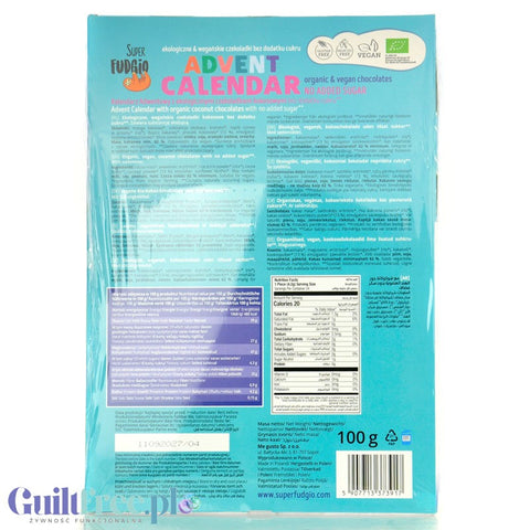 Super Fudgio Advent Calendar - vegan calendar with erythritol, no added sugar, with milk- and lactose-free chocolates