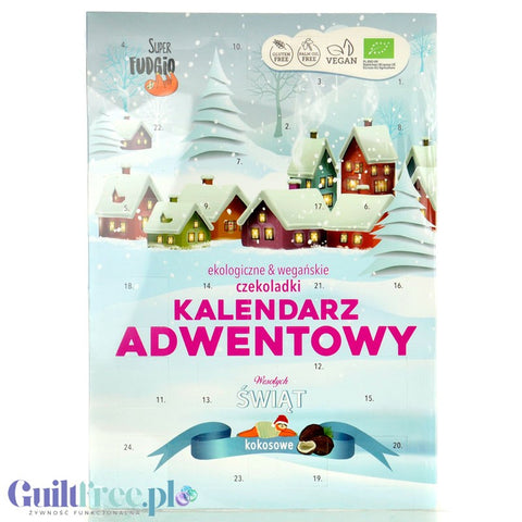 Super Fudgio Advent Calendar 2025 - wegański kalendarz z czekoladkami bez mleka, glutenu i oleju palmowego
