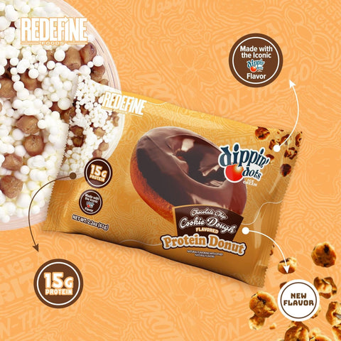 Redefine Protein Donut Dippin' Dots Chocolate Chip Cookie Dough - proteinowy donut 15g białka & 220kcal