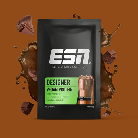ESN Vegan Designer Protein, Milky Chocolate 30g - wegańska odżywka białkowa ze stewią, smak Czekolada Mleczna