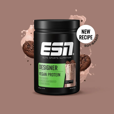 ESN Vegan Designer Protein, Dark Cookie 0,9 kg - wegańska odżywka białkowa bez soi i glutenu, smak Ciasteczko & Ciemna Czekolada