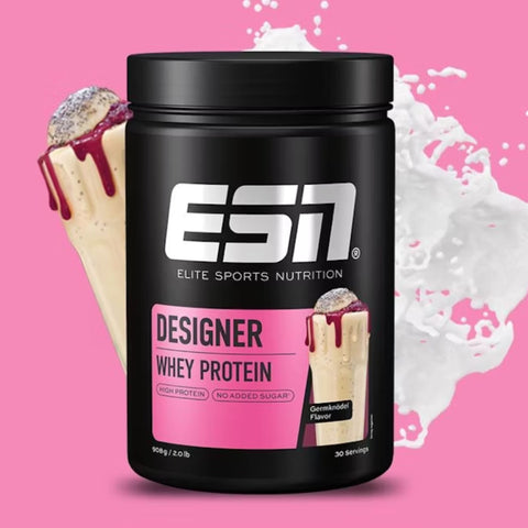 ESN Designer Whey Germknodel - WPI, WPH and WPC, protein supplement, poppy seed bun and plum flavor