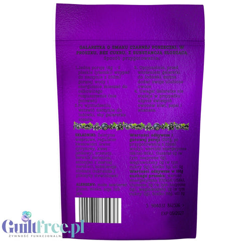 Funky Jelly Blackcurrant x 15 servings - sugar free sour jelly 19kcal, blackcurrant flavor