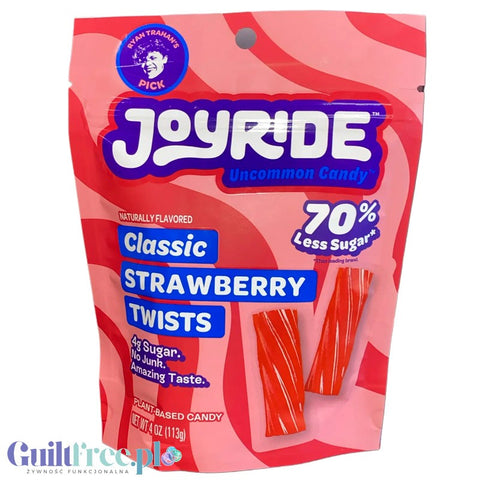 Joyride Uncommon Candy, Strawberry Twists - vegan fiber strawberry jelly beans, 70% less kcal