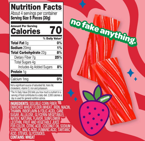 Joyride Uncommon Candy, Strawberry Twists - vegan fiber strawberry jelly beans, 70% less kcal