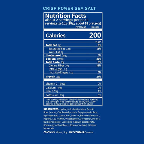 Crisp Power Protein Pretzels Sea Salt - keto protein pretzels salted, 28g protein & 200kcal