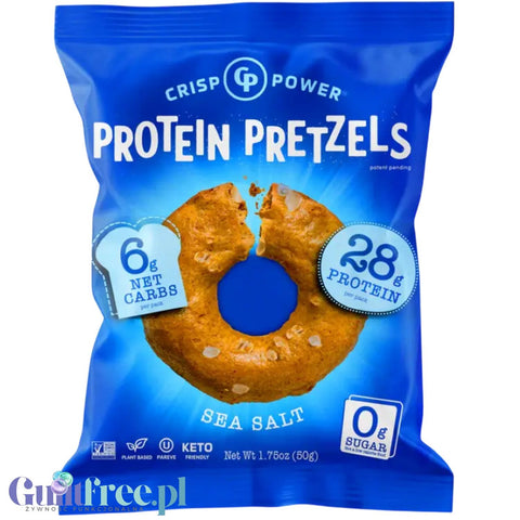 Crisp Power Protein Pretzels Sea Salt - keto protein pretzels salted, 28g protein & 200kcal
