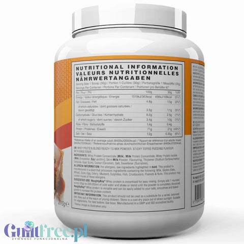 Naughty Boy Whey Advanced Protein Sticky Toffee Pudding 2kg - gęsta odżywka białkowa smak Ciasta Karmelowego