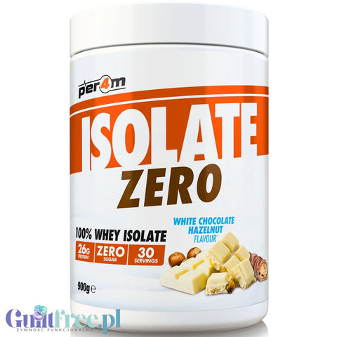 Per4m Isolate Zero White Chocolate Hazelnut 0,9kg - 100% WPI, 26g białka & 107kcal