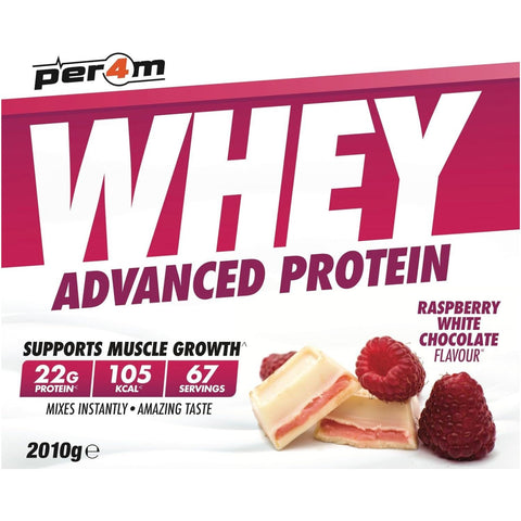 Per4m Whey Advanced Protein Raspberry White Chocolate 2kg - gęsta odżywka białkowa WPC, WPI & MPC, Biała Czekolada & Maliny