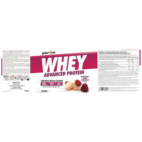 Per4m Whey Advanced Protein Raspberry White Chocolate 2kg - gęsta odżywka białkowa WPC, WPI & MPC, Biała Czekolada & Maliny