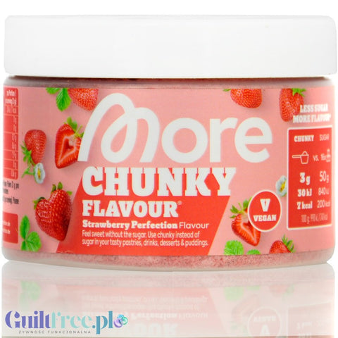 More Nutrition Chunky Flavor Strawberry Perfection 150g - wegański aromat w proszku, smak Truskawkowy