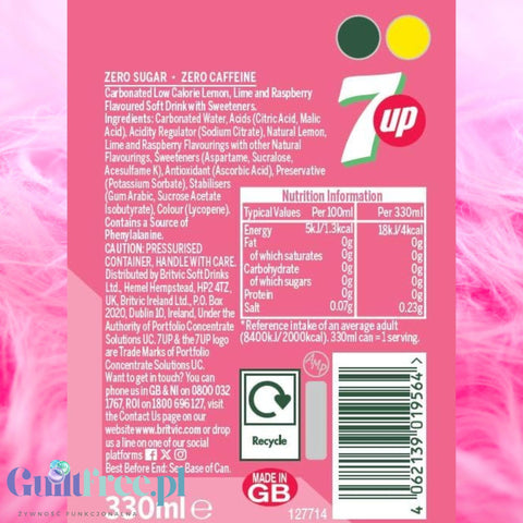 7up Pink Lemonade Zero Sugar 330ml - różowa lemoniada bez cukru