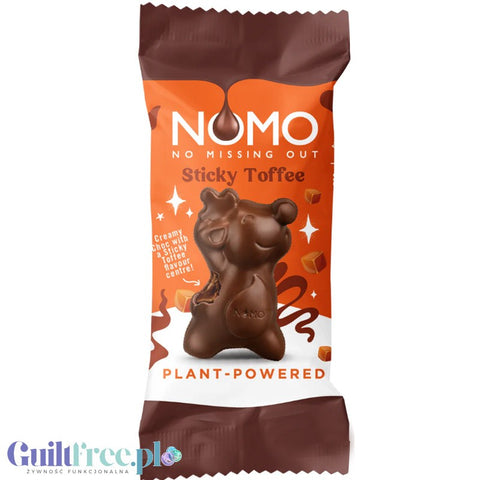 Nomo Sticky Toffee Reindeer - stuffed reindeer made from vegan milk chocolate without gluten, eggs or nuts