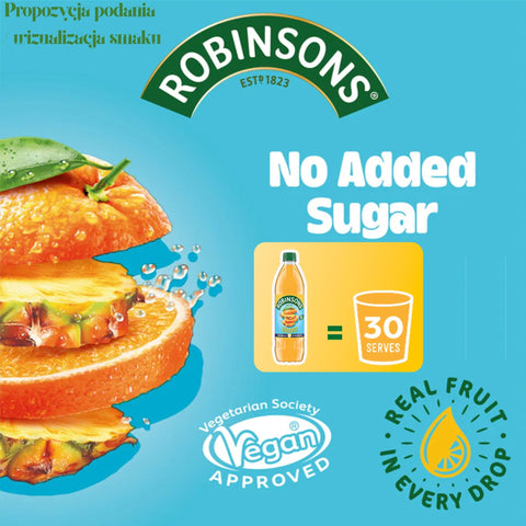 Robinsons Double Strength Orange & Pineapple 0.75L - concentrated sugar-free dilution syrup, Pineapple & Orange