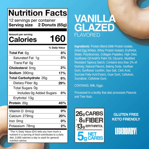 Legendary Foods Protein Donuts Vanilla Glazed - donuty waniliowe z lukrem 20g białka