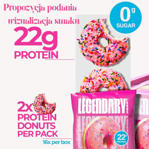 Legendary Foods Protein Donuts Pink Sprinkle - keto donuty proteinowe bez cukru i glutenu 20g białka